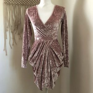 Blush Pink Velvet Tulip Dress